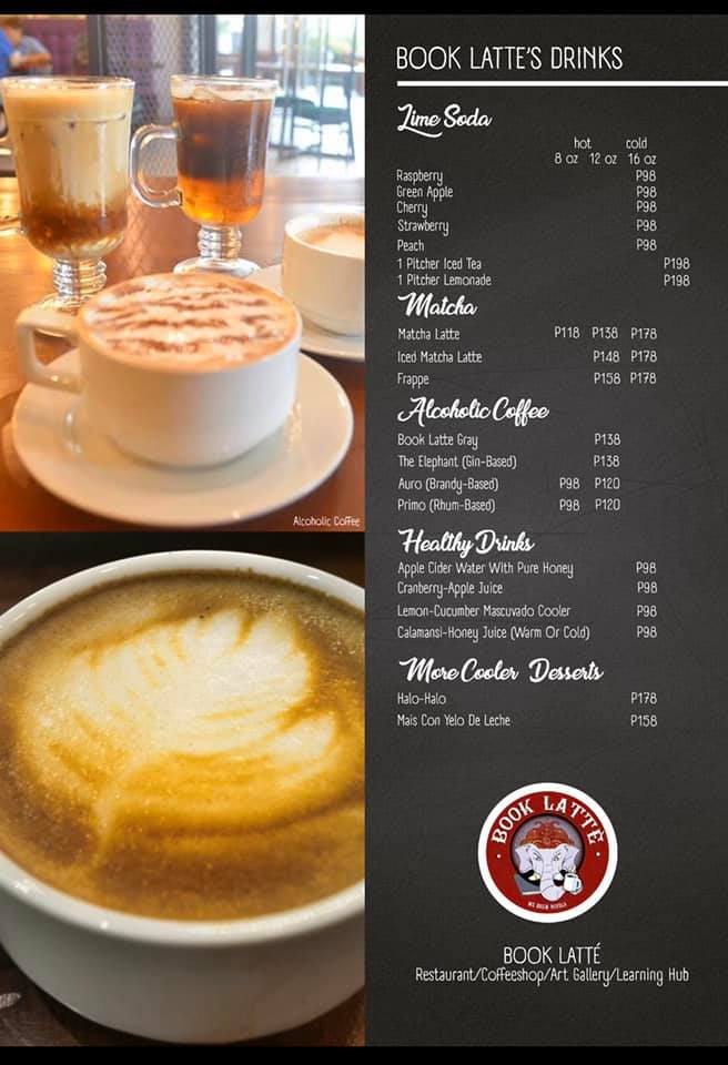 book latte drinks menu