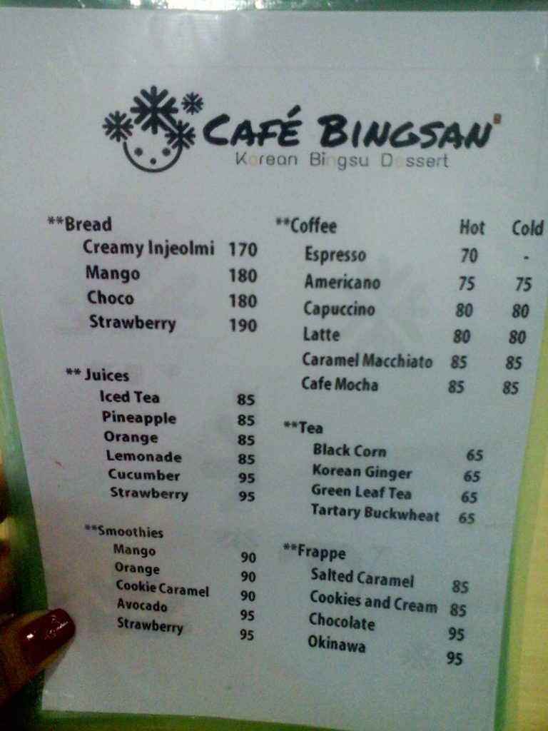Bingsan Cafe Menu 5
