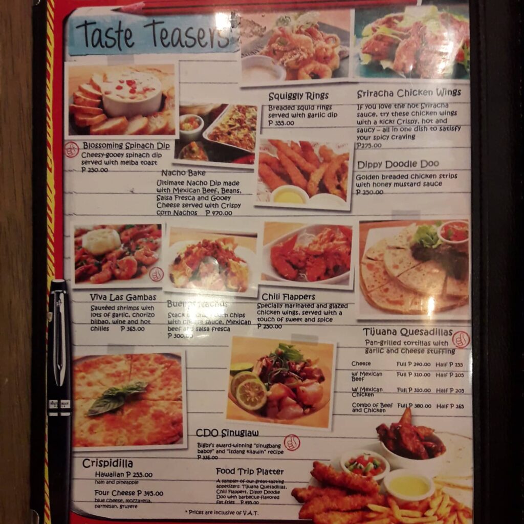 bigby's menu