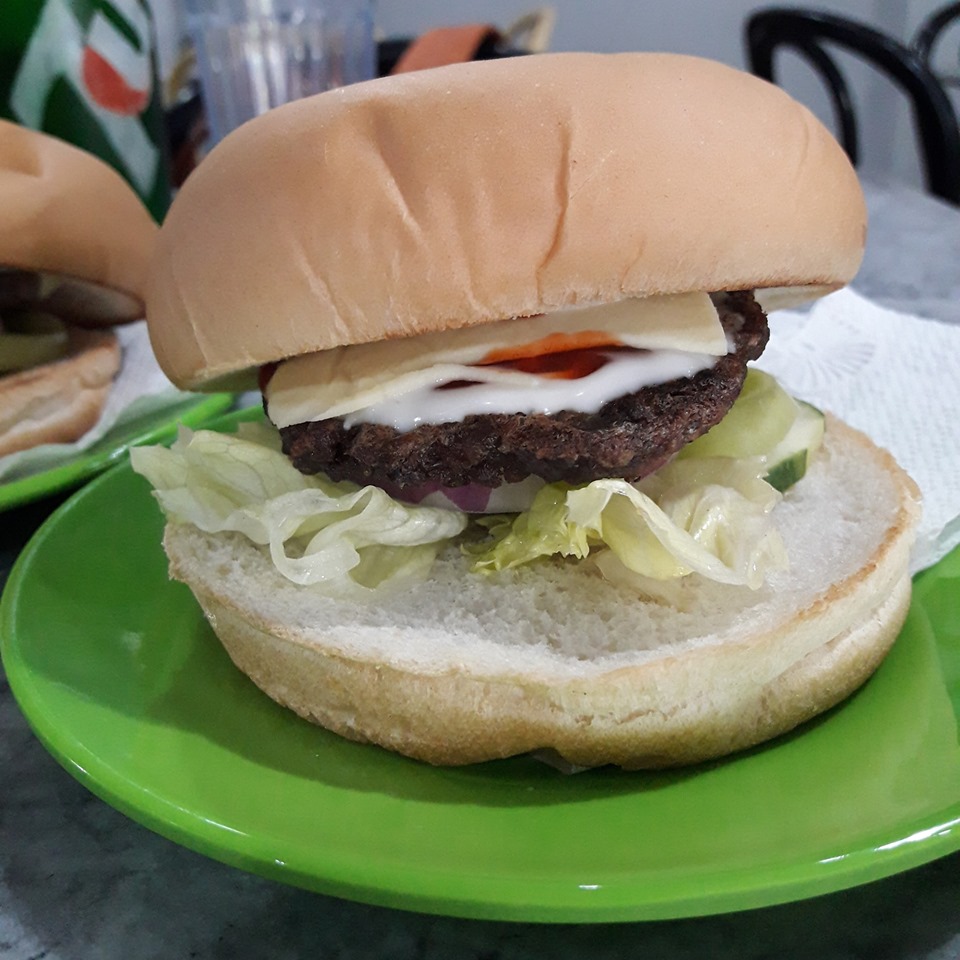 burger at Glor's Hamburger and Broadway Cafe