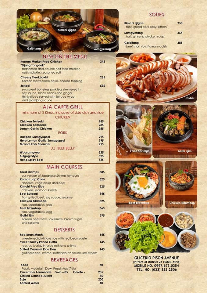 Yam Nam Korean Restaurant Menu