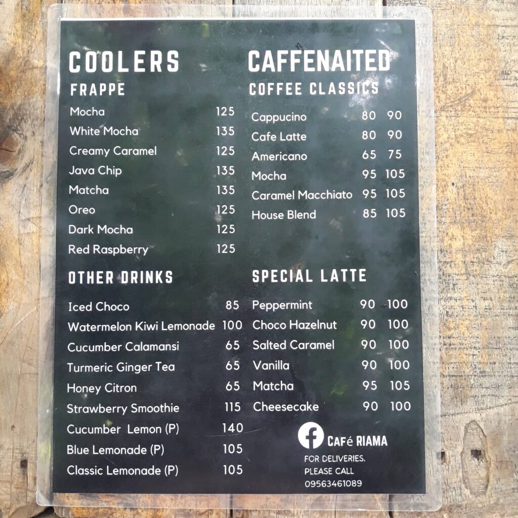 cafe riama menu