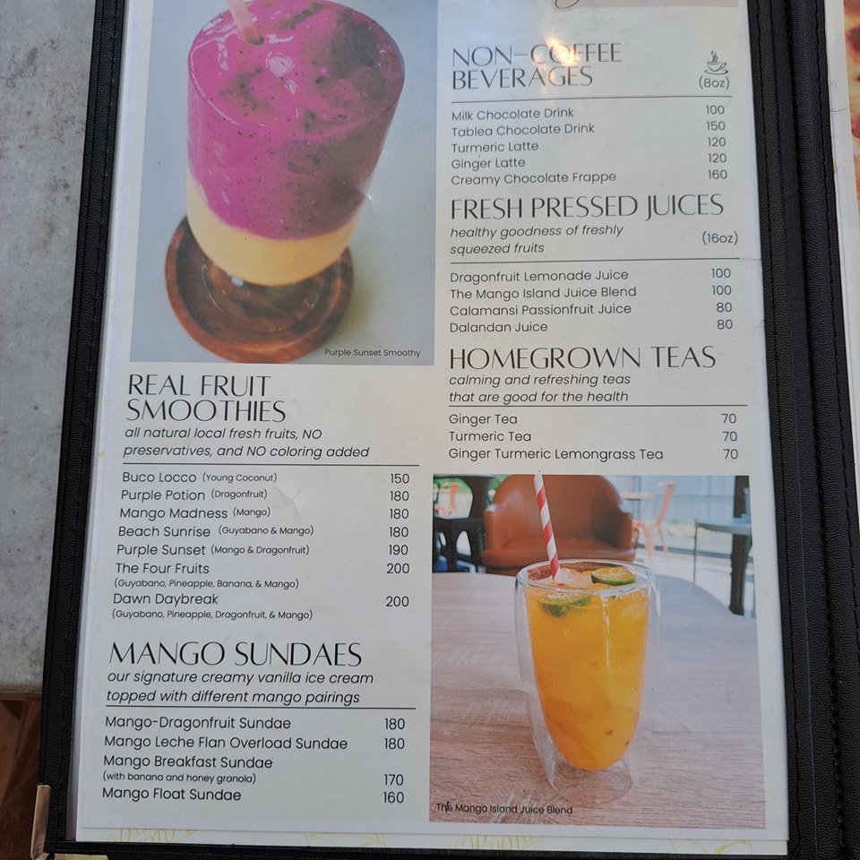 The Mango Island Cafe menu drinks