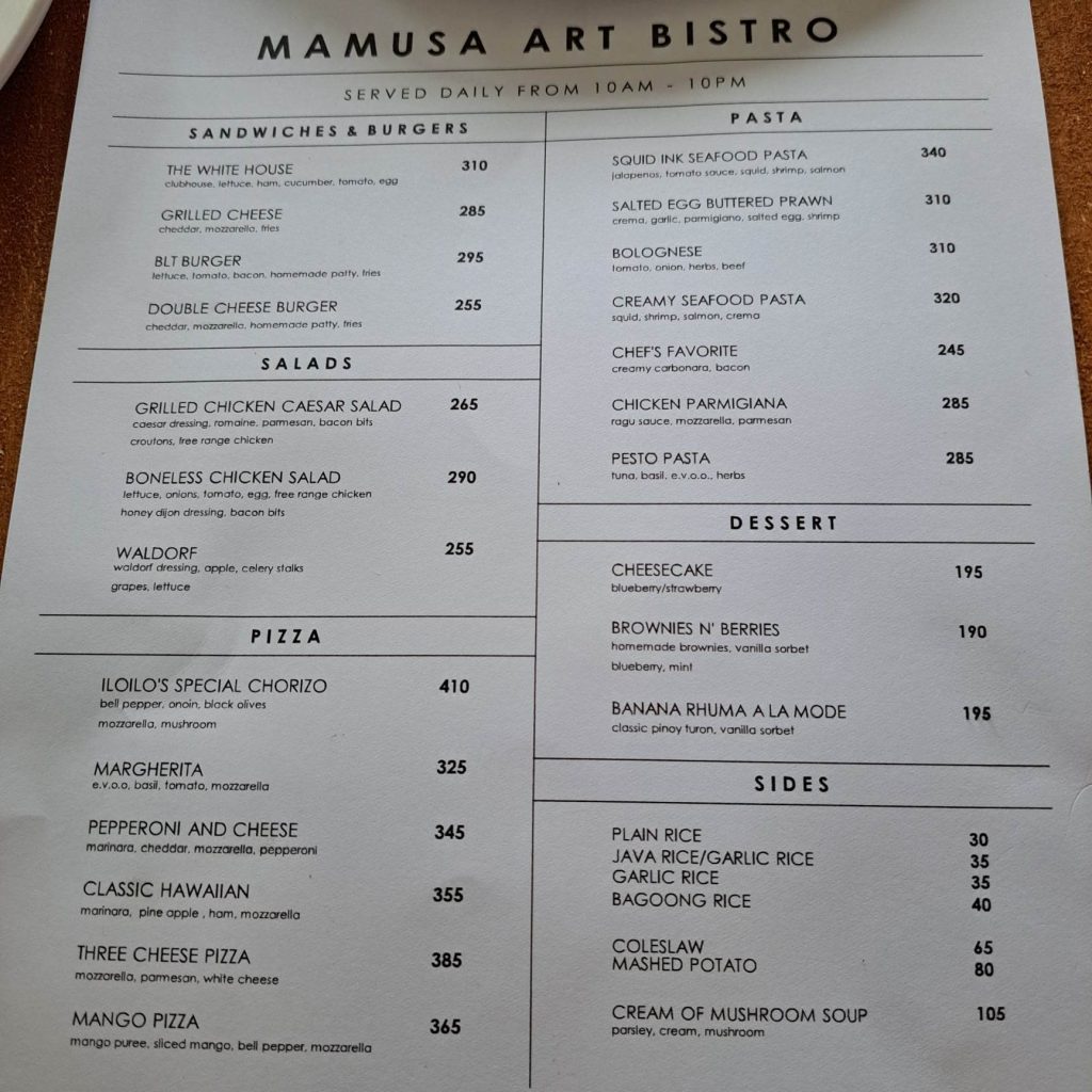 mamusa menu