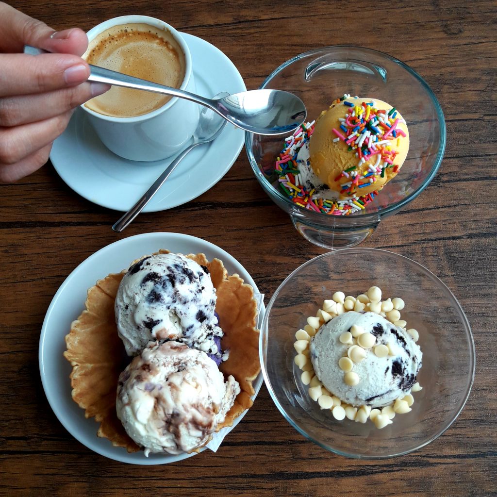 latte and ice cream