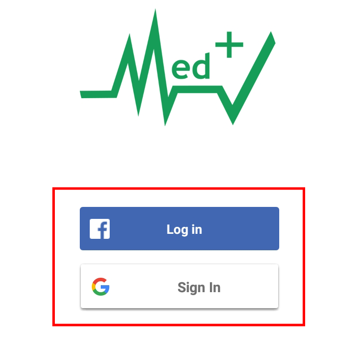 Med Plus App Facebook or Google Account