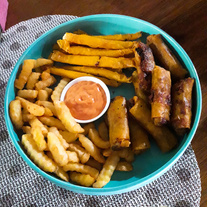 fries and lumpia platter