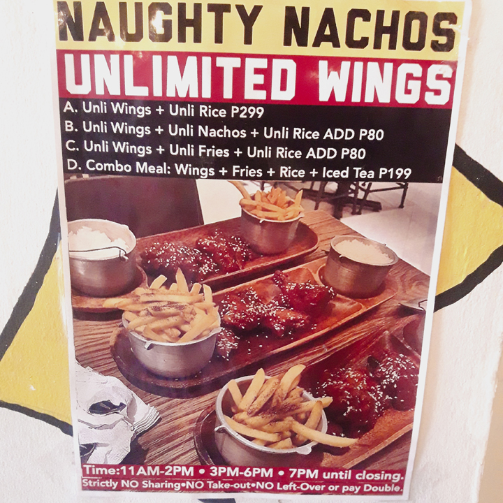 naughty nachos menu