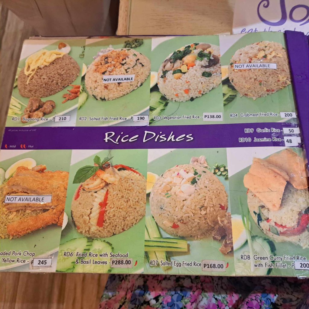 soi menu rice dishes