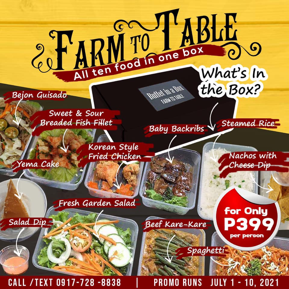 farm to table buffet in a box