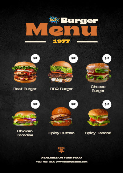 Minimal and Modern Burger Menu