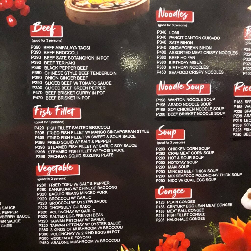 kusina tsina menu