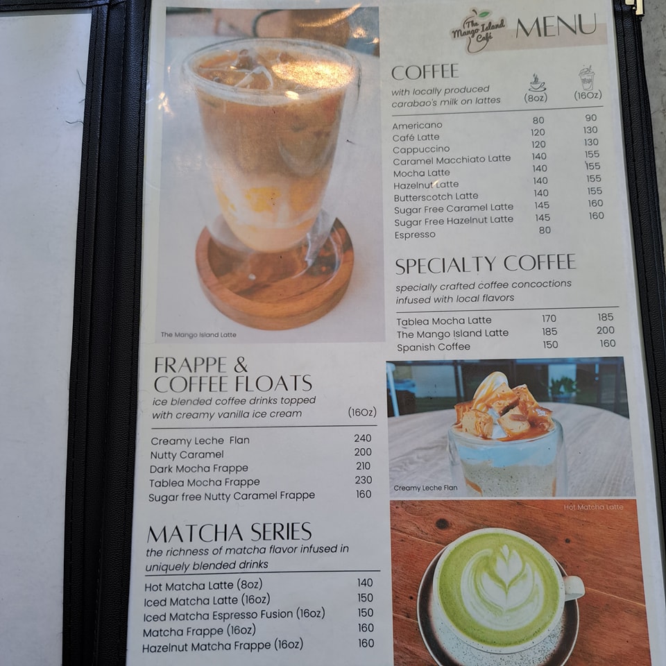 The Mango Island Cafe menu coffee