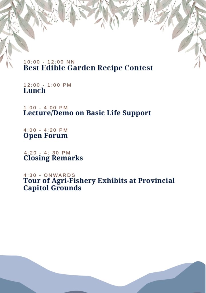 Schedule of activities for the 2nd Farmers' and Fisherfolks' Week