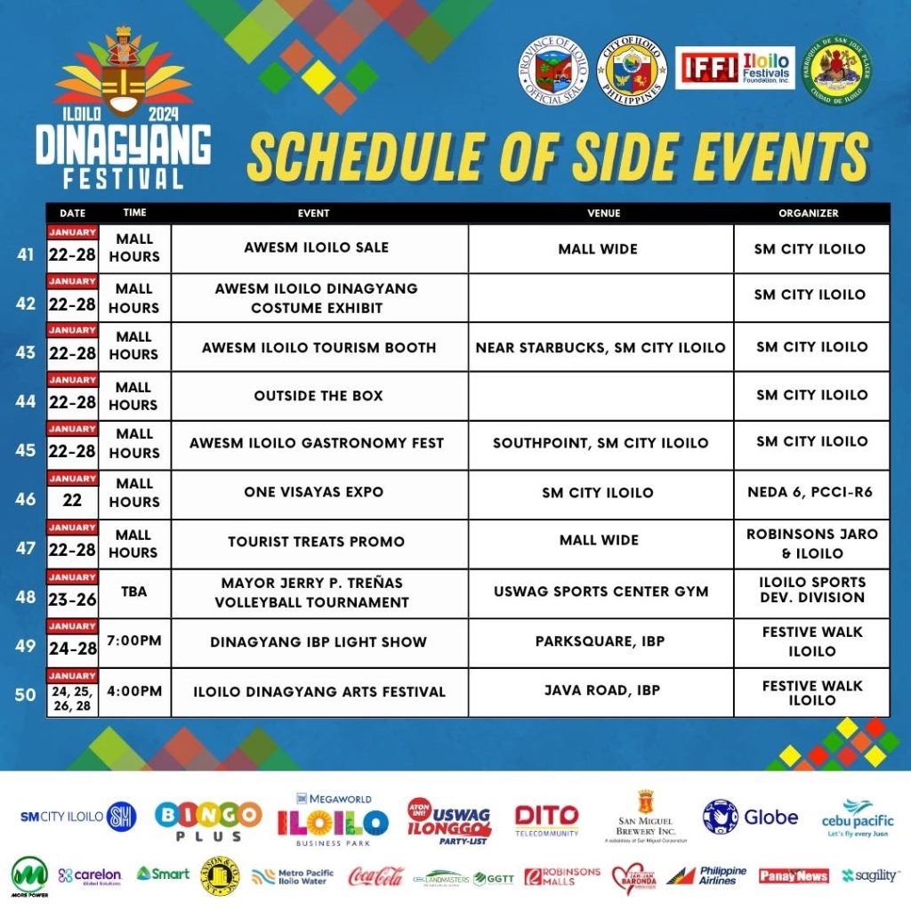 Dinagyang 2024 Schedule of Side Events