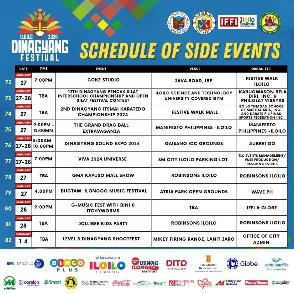 Dinagyang 2024 Schedule of Side Events