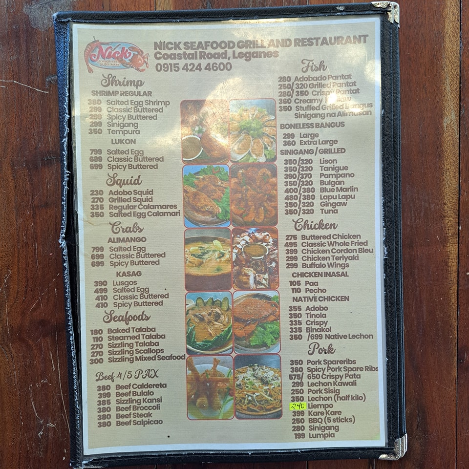 Nick Seafood Grill and Restaurant Menu 1