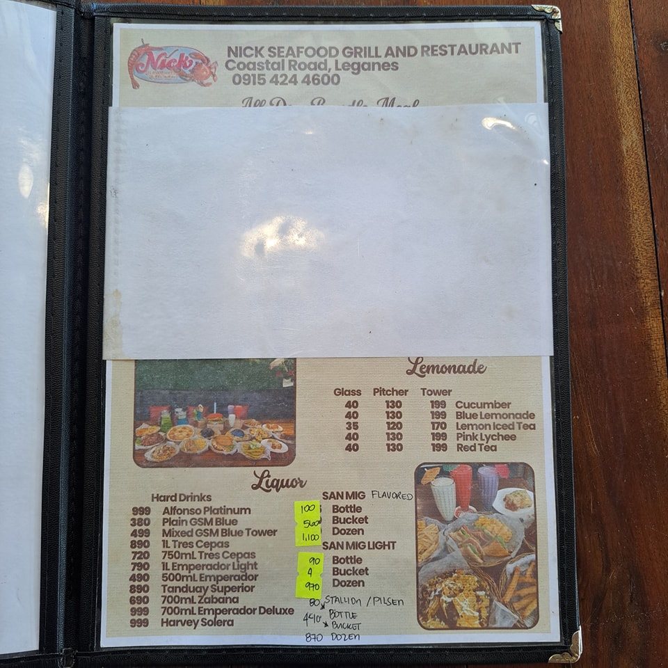Nick Seafood Grill and Restaurant Menu 3