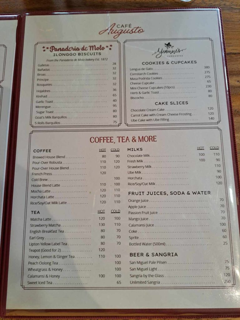 cafe augusto menu
