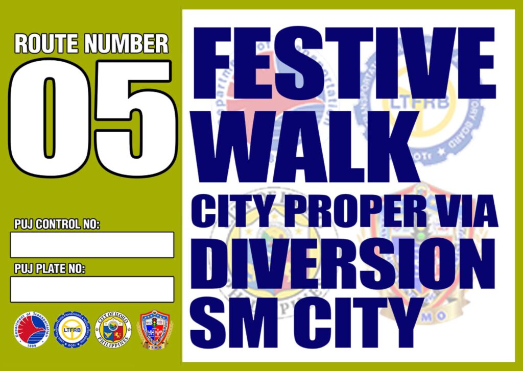 ROUTE 5 FESTIVE WALK TO CITY PROPER VIA B. AQUINO AVE. AND SM CITY LOOP