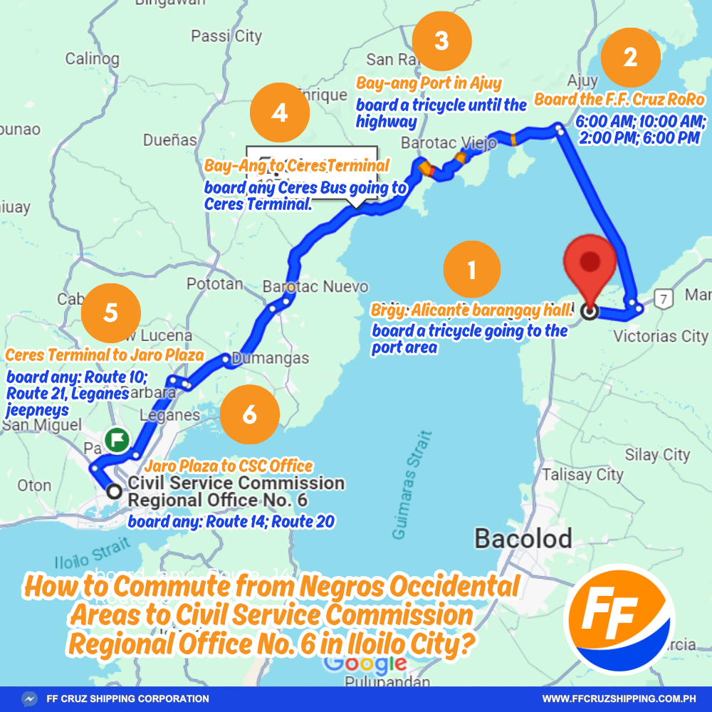 How to Commute from Negros Occidental Areas to Civil Service Commission Regional Office No. 6 in Iloilo City