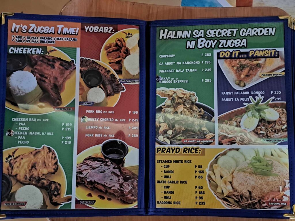 Boy Zugba Menu 3