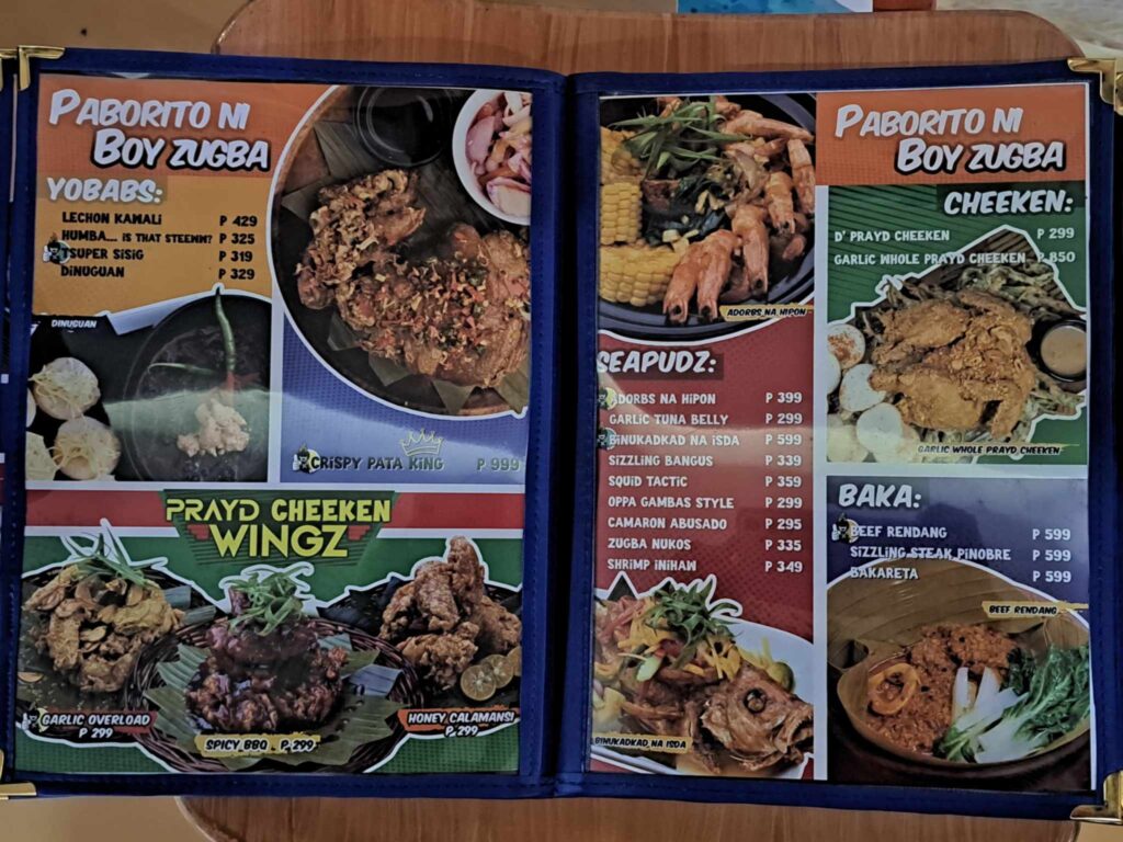 Boy Zugba Menu 4