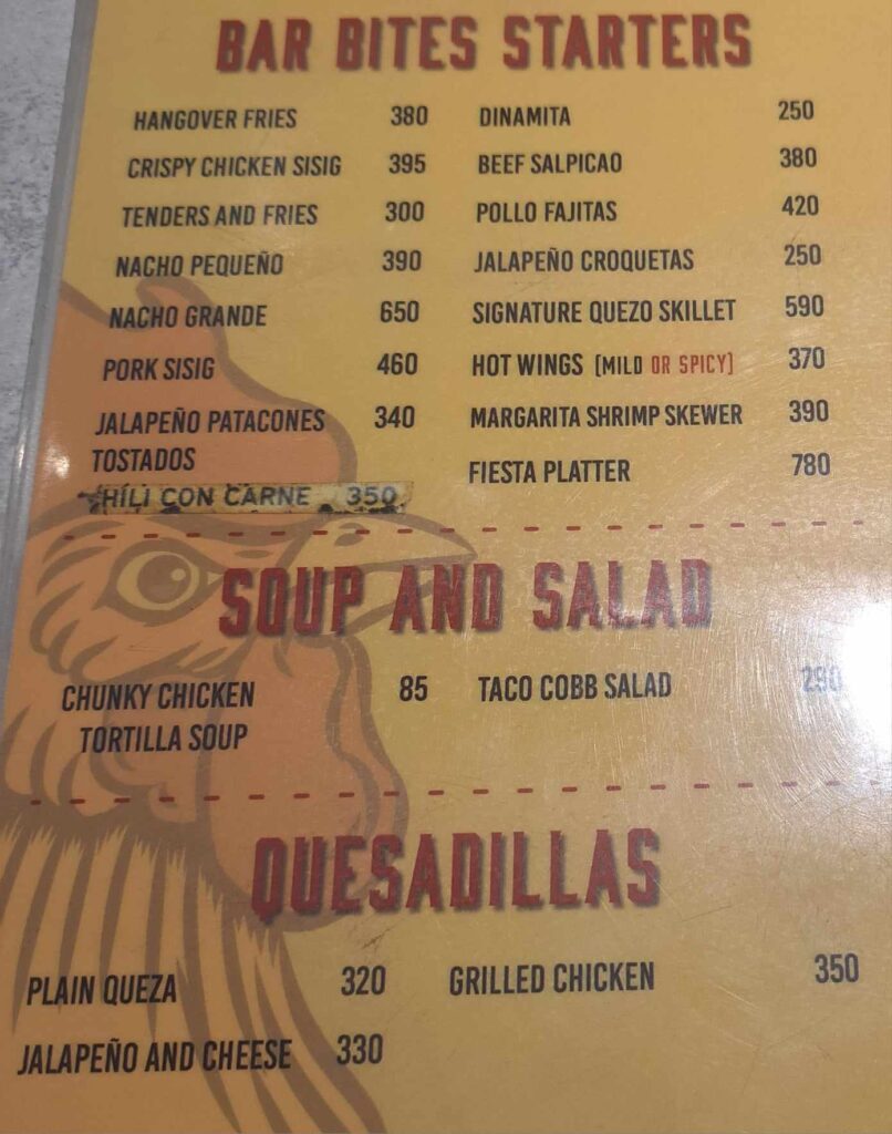 Señor Pollo Menu