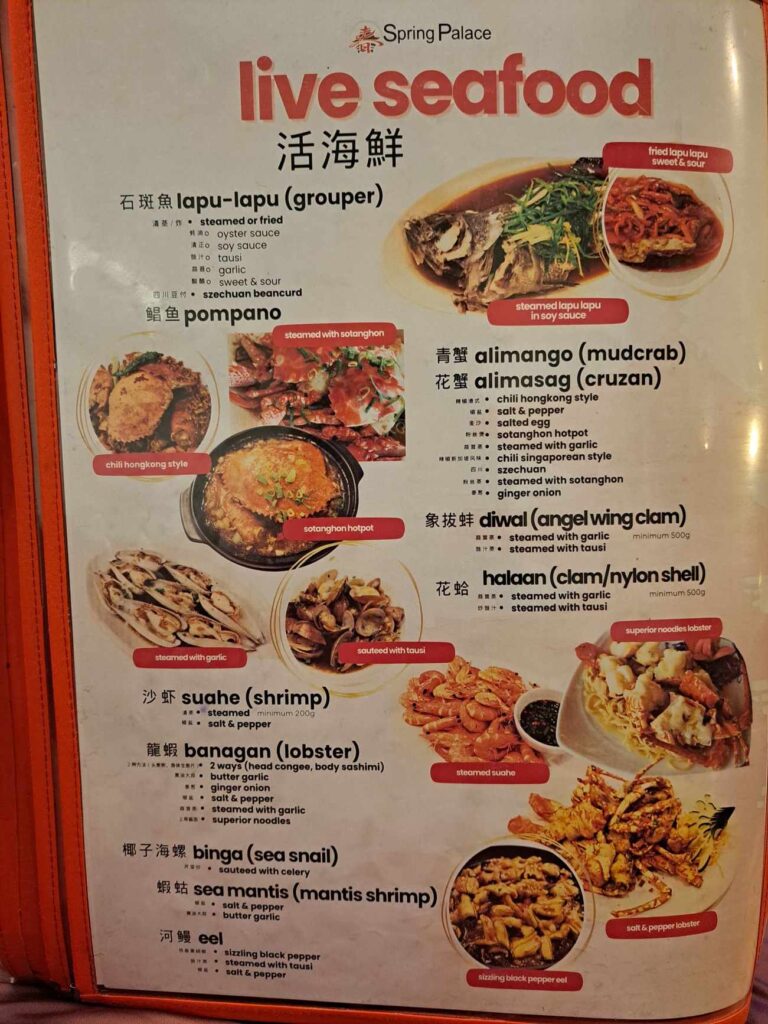 Spring Palace Menu 