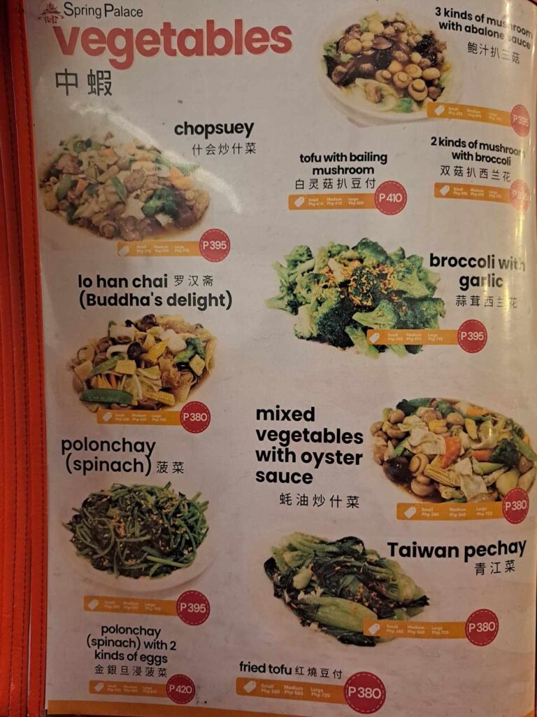 Spring Palace Menu 