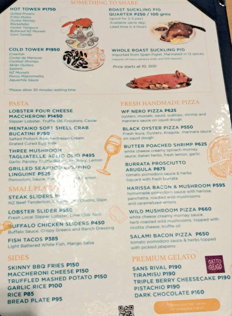 waterfront menu