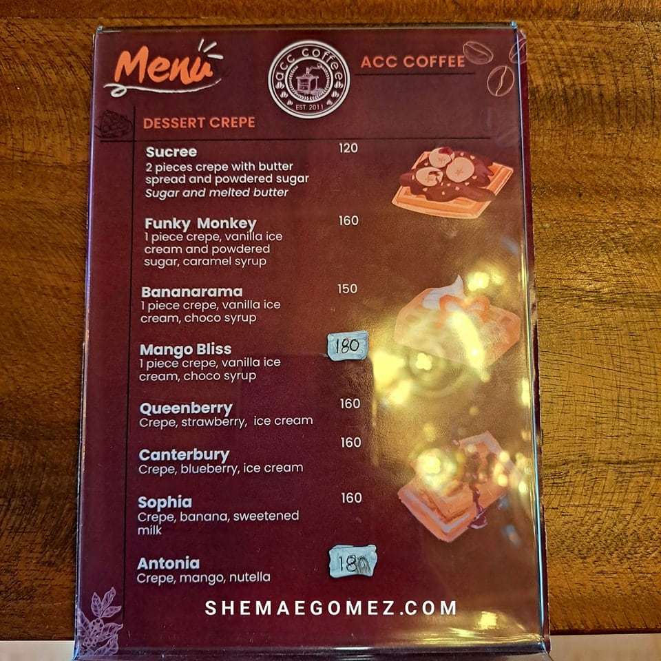 ACC Coffee & Crêpe Menu